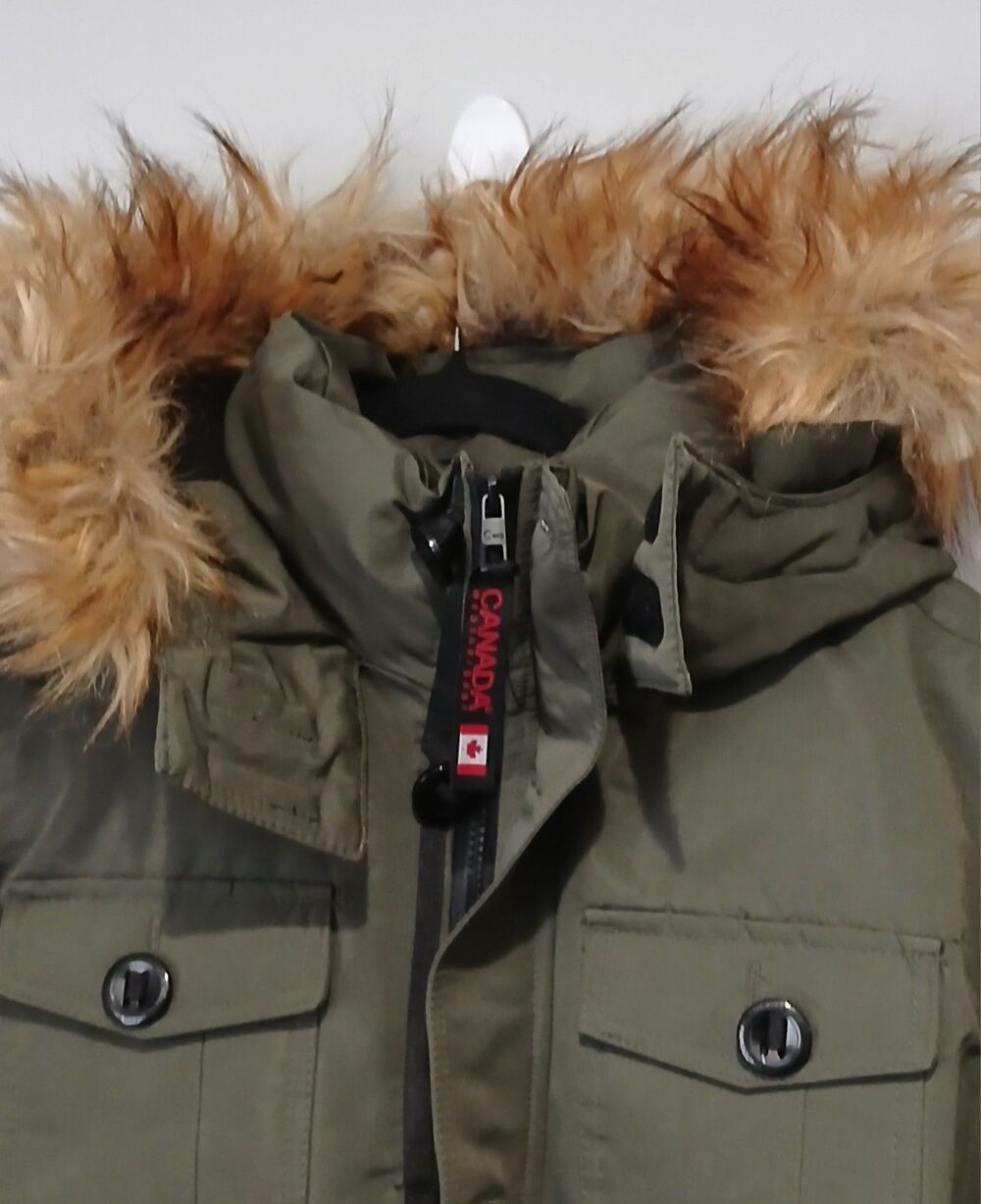 Canada Weather Gear Army Green Heavyweight Artic Parka w Faux Fur Hood Men Sz L. - Picture 7 of 10